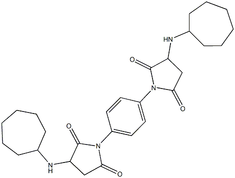 3-(cycloheptylamino)-1-{4-[3-(cycloheptylamino)-2,5-dioxopyrrolidin-1-yl]phenyl}pyrrolidine-2,5-dione Struktur