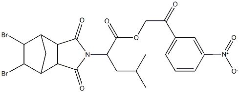 2-{3-nitrophenyl}-2-oxoethyl 2-(8,9-dibromo-3,5-dioxo-4-azatricyclo[5.2.1.0~2,6~]dec-4-yl)-4-methylpentanoate 结构式