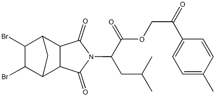 2-(4-methylphenyl)-2-oxoethyl 2-(8,9-dibromo-3,5-dioxo-4-azatricyclo[5.2.1.0~2,6~]dec-4-yl)-4-methylpentanoate Struktur