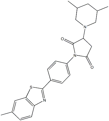 3-(3,5-dimethyl-1-piperidinyl)-1-[4-(6-methyl-1,3-benzothiazol-2-yl)phenyl]-2,5-pyrrolidinedione,495374-45-3,结构式