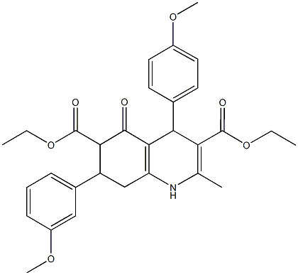 diethyl 7-(3-methoxyphenyl)-4-(4-methoxyphenyl)-2-methyl-5-oxo-1,4,5,6,7,8-hexahydro-3,6-quinolinedicarboxylate Structure