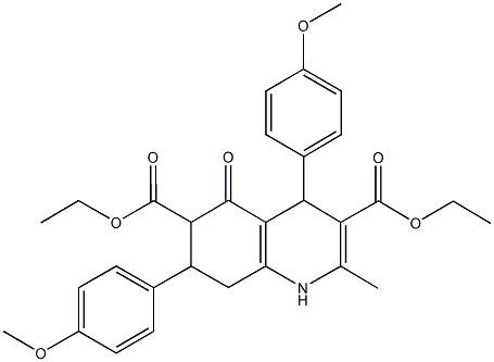 diethyl 4,7-bis(4-methoxyphenyl)-2-methyl-5-oxo-1,4,5,6,7,8-hexahydro-3,6-quinolinedicarboxylate 结构式