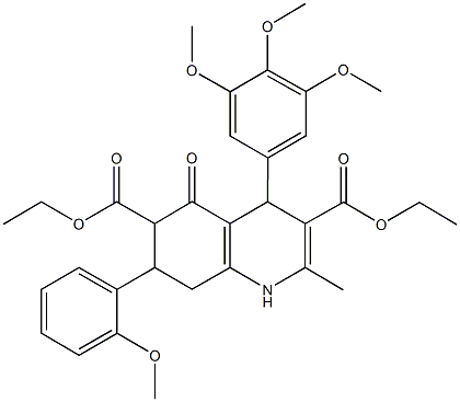 diethyl 7-(2-methoxyphenyl)-2-methyl-5-oxo-4-(3,4,5-trimethoxyphenyl)-1,4,5,6,7,8-hexahydro-3,6-quinolinedicarboxylate,495374-80-6,结构式