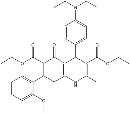 diethyl 4-[4-(diethylamino)phenyl]-7-(2-methoxyphenyl)-2-methyl-5-oxo-1,4,5,6,7,8-hexahydro-3,6-quinolinedicarboxylate Struktur