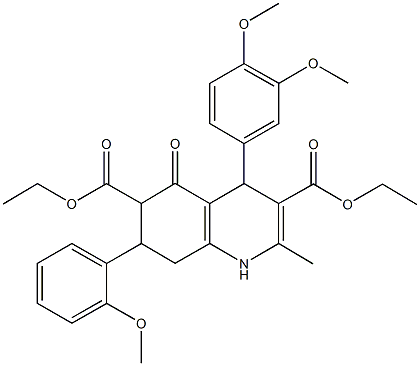 diethyl 4-(3,4-dimethoxyphenyl)-7-(2-methoxyphenyl)-2-methyl-5-oxo-1,4,5,6,7,8-hexahydro-3,6-quinolinedicarboxylate Struktur