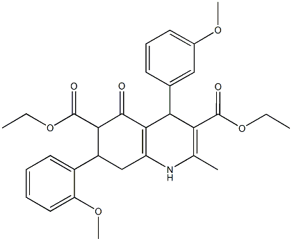 diethyl 7-(2-methoxyphenyl)-4-(3-methoxyphenyl)-2-methyl-5-oxo-1,4,5,6,7,8-hexahydro-3,6-quinolinedicarboxylate Structure