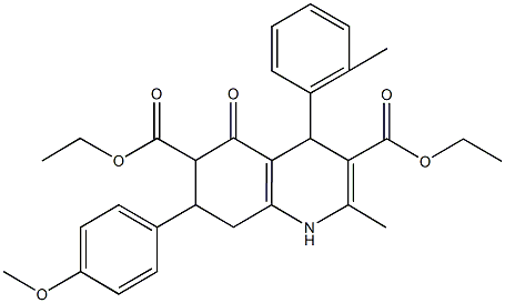 diethyl 7-(4-methoxyphenyl)-2-methyl-4-(2-methylphenyl)-5-oxo-1,4,5,6,7,8-hexahydro-3,6-quinolinedicarboxylate Structure