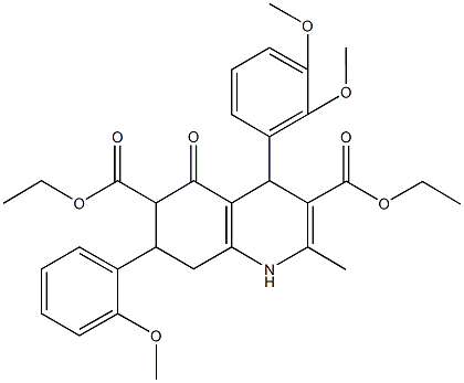 diethyl 4-(2,3-dimethoxyphenyl)-7-(2-methoxyphenyl)-2-methyl-5-oxo-1,4,5,6,7,8-hexahydro-3,6-quinolinedicarboxylate 结构式