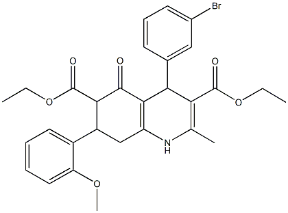diethyl 4-(3-bromophenyl)-7-(2-methoxyphenyl)-2-methyl-5-oxo-1,4,5,6,7,8-hexahydro-3,6-quinolinedicarboxylate,495374-97-5,结构式
