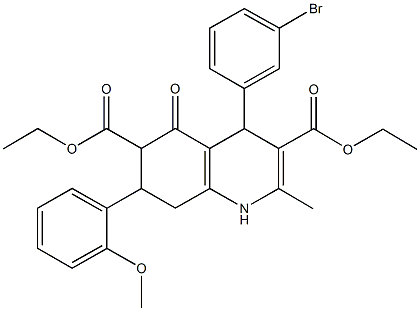 diethyl 4-(3-bromophenyl)-7-(2-methoxyphenyl)-2-methyl-5-oxo-1,4,5,6,7,8-hexahydro-3,6-quinolinedicarboxylate Structure