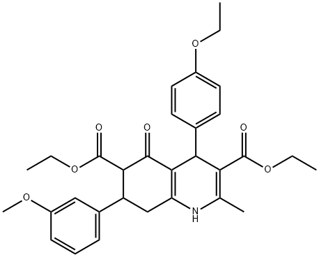 diethyl 4-(4-ethoxyphenyl)-7-(3-methoxyphenyl)-2-methyl-5-oxo-1,4,5,6,7,8-hexahydro-3,6-quinolinedicarboxylate,495375-00-3,结构式