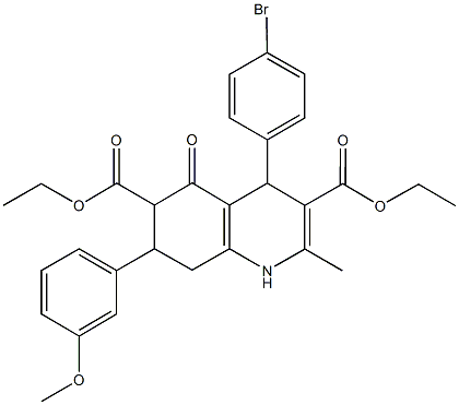 diethyl 4-(4-bromophenyl)-7-(3-methoxyphenyl)-2-methyl-5-oxo-1,4,5,6,7,8-hexahydro-3,6-quinolinedicarboxylate,495375-03-6,结构式