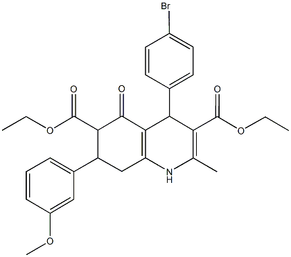 diethyl 4-(4-bromophenyl)-7-(3-methoxyphenyl)-2-methyl-5-oxo-1,4,5,6,7,8-hexahydro-3,6-quinolinedicarboxylate Struktur