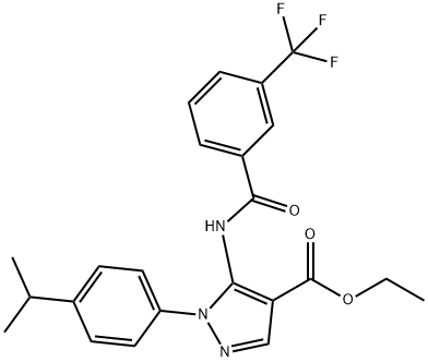 ethyl 1-(4-isopropylphenyl)-5-{[3-(trifluoromethyl)benzoyl]amino}-1H-pyrazole-4-carboxylate Structure