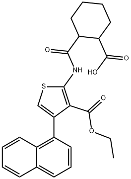 2-({[3-(ethoxycarbonyl)-4-(1-naphthyl)thien-2-yl]amino}carbonyl)cyclohexanecarboxylic acid Structure