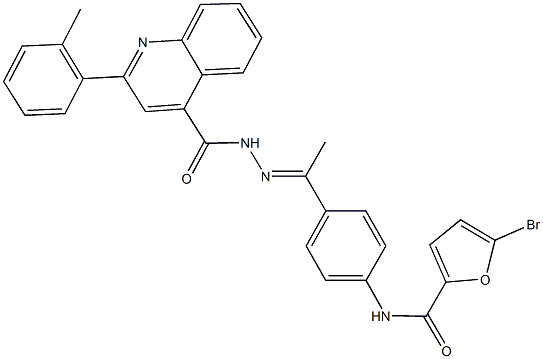 5-bromo-N-[4-(N-{[2-(2-methylphenyl)-4-quinolinyl]carbonyl}ethanehydrazonoyl)phenyl]-2-furamide Structure