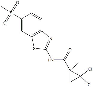 2,2-dichloro-1-methyl-N-[6-(methylsulfonyl)-1,3-benzothiazol-2-yl]cyclopropanecarboxamide Structure