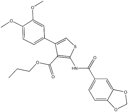 propyl 2-[(1,3-benzodioxol-5-ylcarbonyl)amino]-4-(3,4-dimethoxyphenyl)thiophene-3-carboxylate|