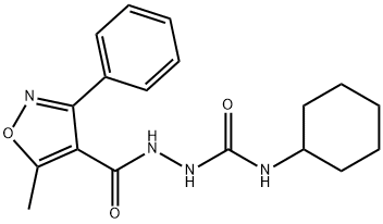 N-cyclohexyl-2-[(5-methyl-3-phenylisoxazol-4-yl)carbonyl]hydrazinecarboxamide Struktur