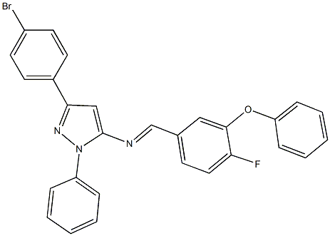 N-[3-(4-bromophenyl)-1-phenyl-1H-pyrazol-5-yl]-N-(4-fluoro-3-phenoxybenzylidene)amine Structure