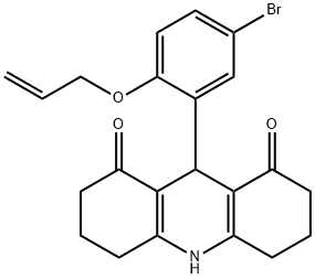 9-[2-(allyloxy)-5-bromophenyl]-3,4,6,7,9,10-hexahydroacridine-1,8(2H,5H)-dione 化学構造式