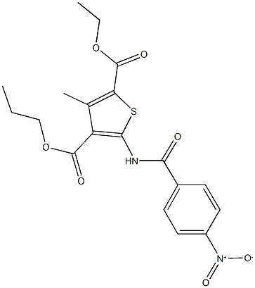 2-ethyl 4-propyl 5-({4-nitrobenzoyl}amino)-3-methyl-2,4-thiophenedicarboxylate 化学構造式