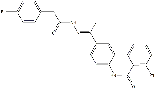 N-(4-{N-[(4-bromophenyl)acetyl]ethanehydrazonoyl}phenyl)-2-chlorobenzamide Struktur