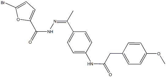 N-{4-[N-(5-bromo-2-furoyl)ethanehydrazonoyl]phenyl}-2-(4-methoxyphenyl)acetamide 化学構造式