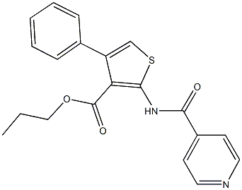 propyl 2-(isonicotinoylamino)-4-phenylthiophene-3-carboxylate 化学構造式