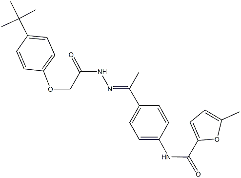 N-(4-{N-[(4-tert-butylphenoxy)acetyl]ethanehydrazonoyl}phenyl)-5-methyl-2-furamide 结构式