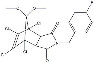 1,7,8,9-tetrachloro-4-(4-fluorobenzyl)-10,10-dimethoxy-4-azatricyclo[5.2.1.0~2,6~]dec-8-ene-3,5-dione 化学構造式