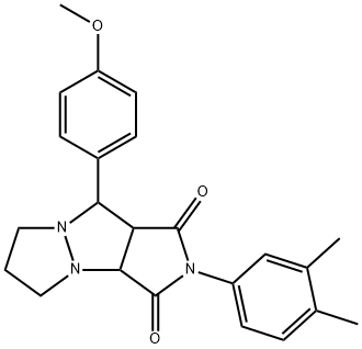 2-(3,4-dimethylphenyl)-9-(4-methoxyphenyl)tetrahydro-5H-pyrazolo[1,2-a]pyrrolo[3,4-c]pyrazole-1,3(2H,3aH)-dione,495384-50-4,结构式