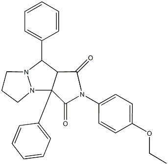 2-(4-ethoxyphenyl)-3a,9-diphenyltetrahydro-5H-pyrazolo[1,2-a]pyrrolo[3,4-c]pyrazole-1,3(2H,3aH)-dione Struktur