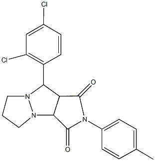 9-(2,4-dichlorophenyl)-2-(4-methylphenyl)tetrahydro-5H-pyrazolo[1,2-a]pyrrolo[3,4-c]pyrazole-1,3(2H,3aH)-dione Structure