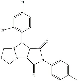 9-(2,4-dichlorophenyl)-2-(4-methylphenyl)tetrahydro-5H-pyrazolo[1,2-a]pyrrolo[3,4-c]pyrazole-1,3(2H,3aH)-dione Struktur