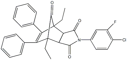 4-(4-chloro-3-fluorophenyl)-1,7-diethyl-8,9-diphenyl-4-azatricyclo[5.2.1.0~2,6~]dec-8-ene-3,5,10-trione,495385-53-0,结构式