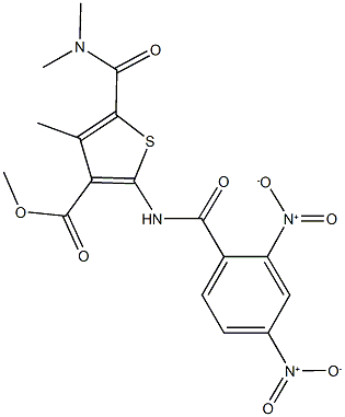 methyl 2-({2,4-bisnitrobenzoyl}amino)-5-[(dimethylamino)carbonyl]-4-methylthiophene-3-carboxylate Structure