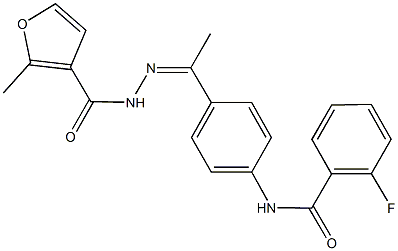 2-fluoro-N-{4-[N-(2-methyl-3-furoyl)ethanehydrazonoyl]phenyl}benzamide Struktur