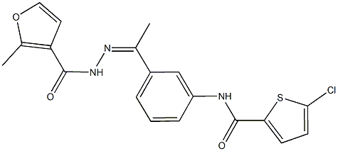 5-chloro-N-{3-[N-(2-methyl-3-furoyl)ethanehydrazonoyl]phenyl}-2-thiophenecarboxamide 结构式