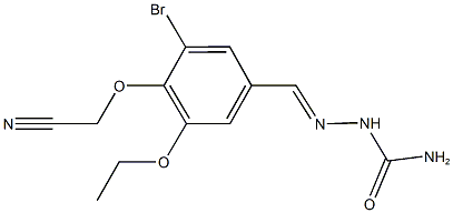 {4-[2-(aminocarbonyl)carbohydrazonoyl]-2-bromo-6-ethoxyphenoxy}acetonitrile Structure