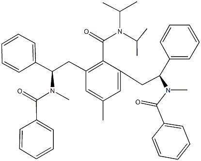 2,6-bis{2-[benzoyl(methyl)amino]-2-phenylethyl}-N,N-diisopropyl-4-methylbenzamide Structure