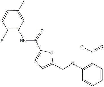 N-(2-fluoro-5-methylphenyl)-5-({2-nitrophenoxy}methyl)-2-furamide 结构式