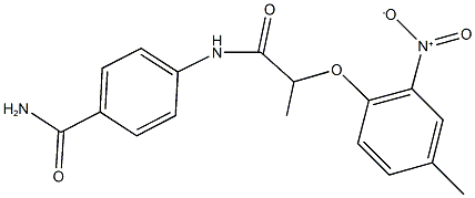 4-[(2-{2-nitro-4-methylphenoxy}propanoyl)amino]benzamide Structure