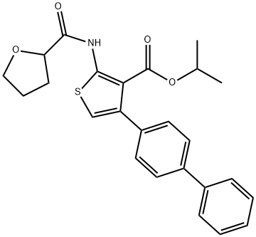 isopropyl 4-[1,1'-biphenyl]-4-yl-2-[(tetrahydro-2-furanylcarbonyl)amino]-3-thiophenecarboxylate 化学構造式