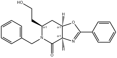 5-benzyl-6-(2-hydroxyethyl)-2-phenyl-5,6,7,7a-tetrahydro[1,3]oxazolo[4,5-c]pyridin-4(3aH)-one Struktur