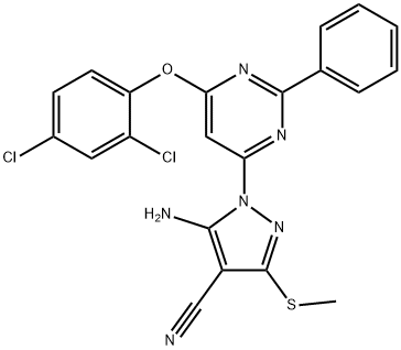 5-amino-1-[6-(2,4-dichlorophenoxy)-2-phenyl-4-pyrimidinyl]-3-(methylsulfanyl)-1H-pyrazole-4-carbonitrile Structure