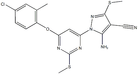 5-amino-1-[6-(4-chloro-2-methylphenoxy)-2-(methylsulfanyl)pyrimidin-4-yl]-3-(methylsulfanyl)-1H-pyrazole-4-carbonitrile|