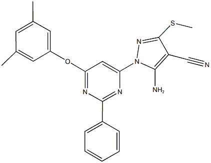 5-amino-1-[6-(3,5-dimethylphenoxy)-2-phenylpyrimidin-4-yl]-3-(methylthio)-1H-pyrazole-4-carbonitrile|