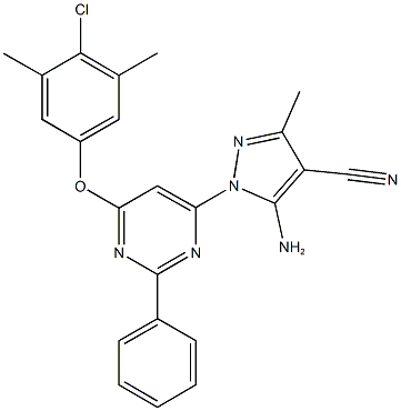 5-amino-1-[6-(4-chloro-3,5-dimethylphenoxy)-2-phenyl-4-pyrimidinyl]-3-methyl-1H-pyrazole-4-carbonitrile|