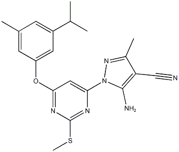 5-amino-1-[6-(3-isopropyl-5-methylphenoxy)-2-(methylsulfanyl)-4-pyrimidinyl]-3-methyl-1H-pyrazole-4-carbonitrile Structure